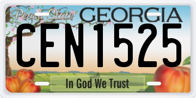 GA license plate CEN1525