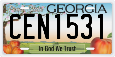 GA license plate CEN1531