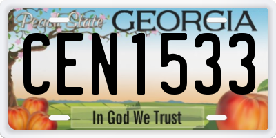 GA license plate CEN1533
