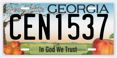GA license plate CEN1537