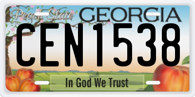GA license plate CEN1538