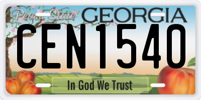 GA license plate CEN1540