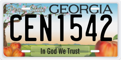 GA license plate CEN1542