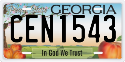 GA license plate CEN1543