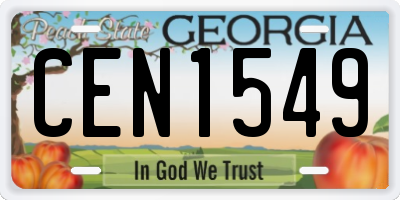 GA license plate CEN1549