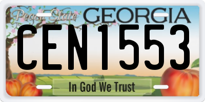 GA license plate CEN1553