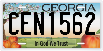 GA license plate CEN1562
