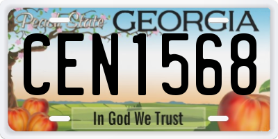 GA license plate CEN1568