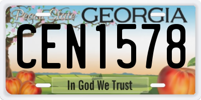 GA license plate CEN1578