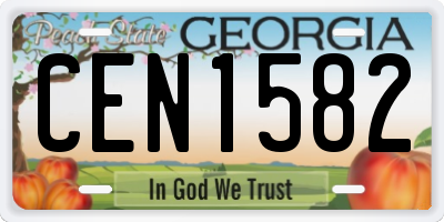 GA license plate CEN1582