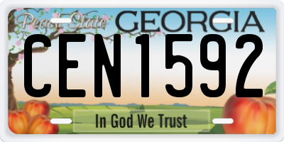 GA license plate CEN1592