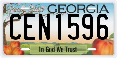 GA license plate CEN1596
