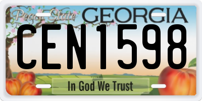 GA license plate CEN1598