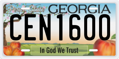 GA license plate CEN1600