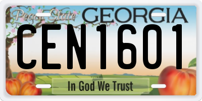 GA license plate CEN1601