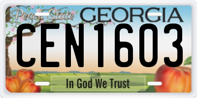 GA license plate CEN1603