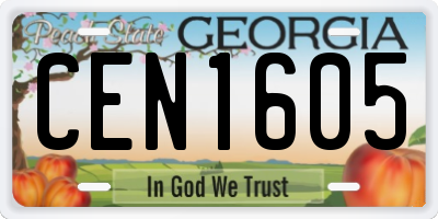 GA license plate CEN1605