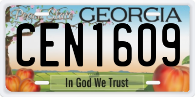 GA license plate CEN1609