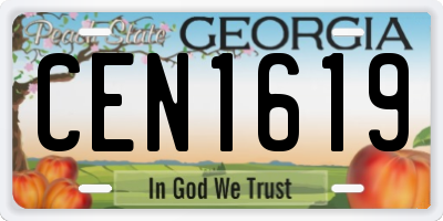 GA license plate CEN1619