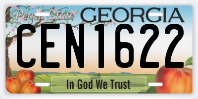 GA license plate CEN1622