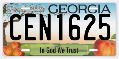 GA license plate CEN1625