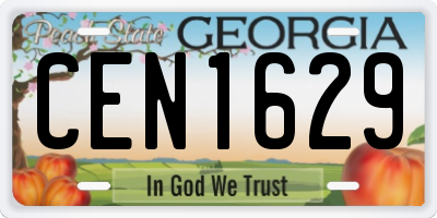 GA license plate CEN1629