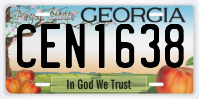 GA license plate CEN1638