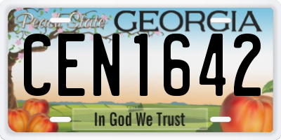 GA license plate CEN1642