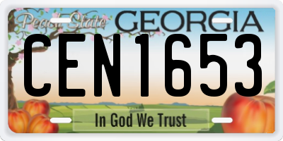 GA license plate CEN1653