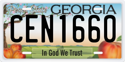 GA license plate CEN1660