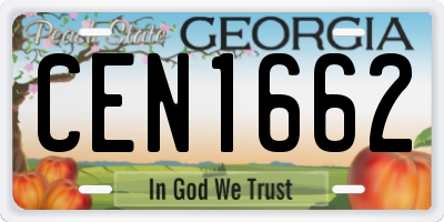GA license plate CEN1662