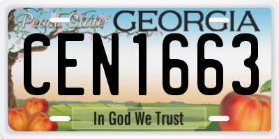 GA license plate CEN1663