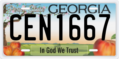 GA license plate CEN1667