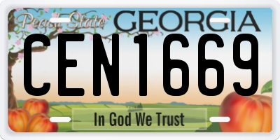 GA license plate CEN1669