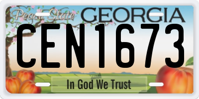 GA license plate CEN1673