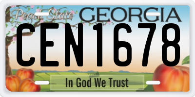 GA license plate CEN1678