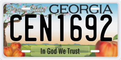 GA license plate CEN1692