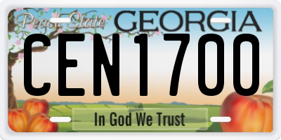 GA license plate CEN1700
