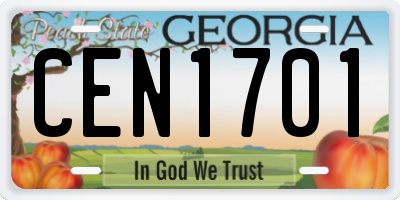 GA license plate CEN1701