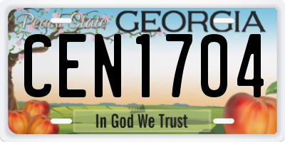 GA license plate CEN1704