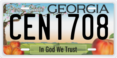 GA license plate CEN1708