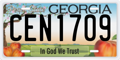 GA license plate CEN1709
