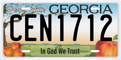 GA license plate CEN1712