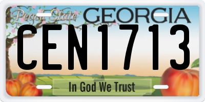 GA license plate CEN1713