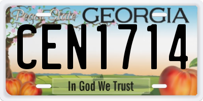 GA license plate CEN1714