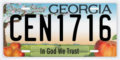 GA license plate CEN1716