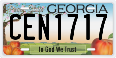 GA license plate CEN1717