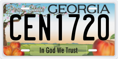 GA license plate CEN1720