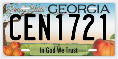 GA license plate CEN1721