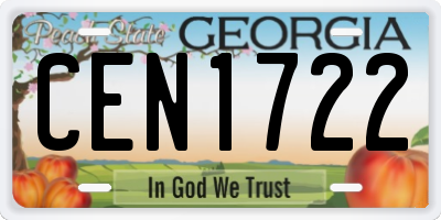 GA license plate CEN1722